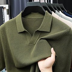 Valenzo Cotton Knit Polo - Olive