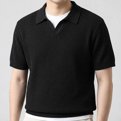 Valenzo Cotton Knit Polo - Black