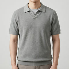 Valenzo Cotton Knit Polo - Heather Grey