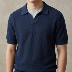 Valenzo Cotton Knit Polo - Navy