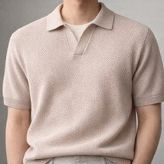 Valenzo Cotton Knit Polo - Sand