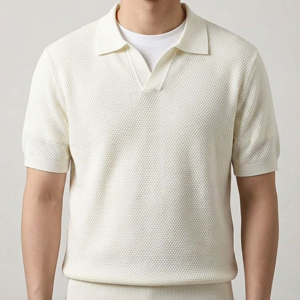 Valenzo Cotton Knit Polo - White