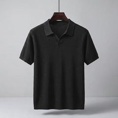 Valenzo Cotton Knit Polo - Black