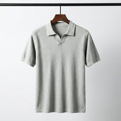 Valenzo Cotton Knit Polo - Heather Grey