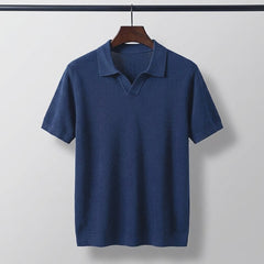 Valenzo Cotton Knit Polo - Navy