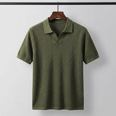 Valenzo Cotton Knit Polo - Olive