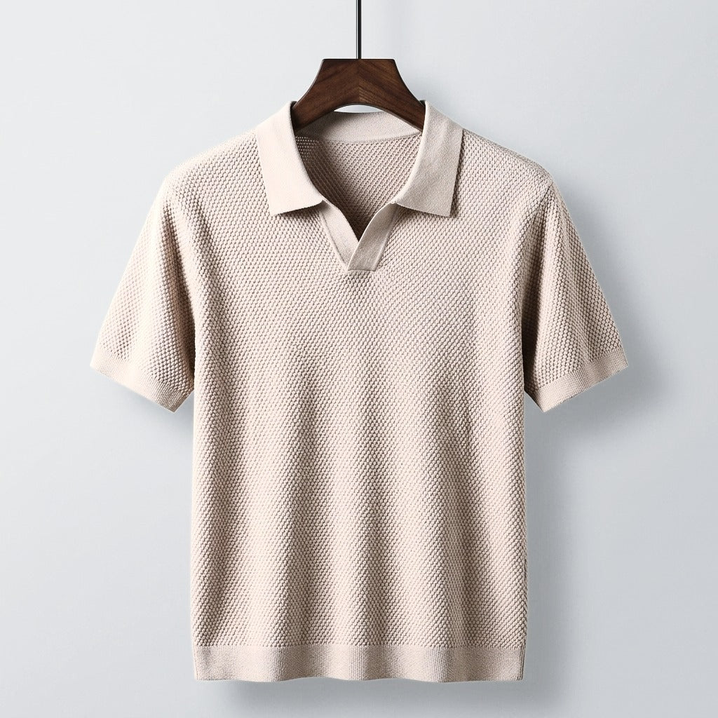 Valenzo Cotton Knit Polo - Sand