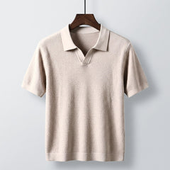 Valenzo Cotton Knit Polo - Sand
