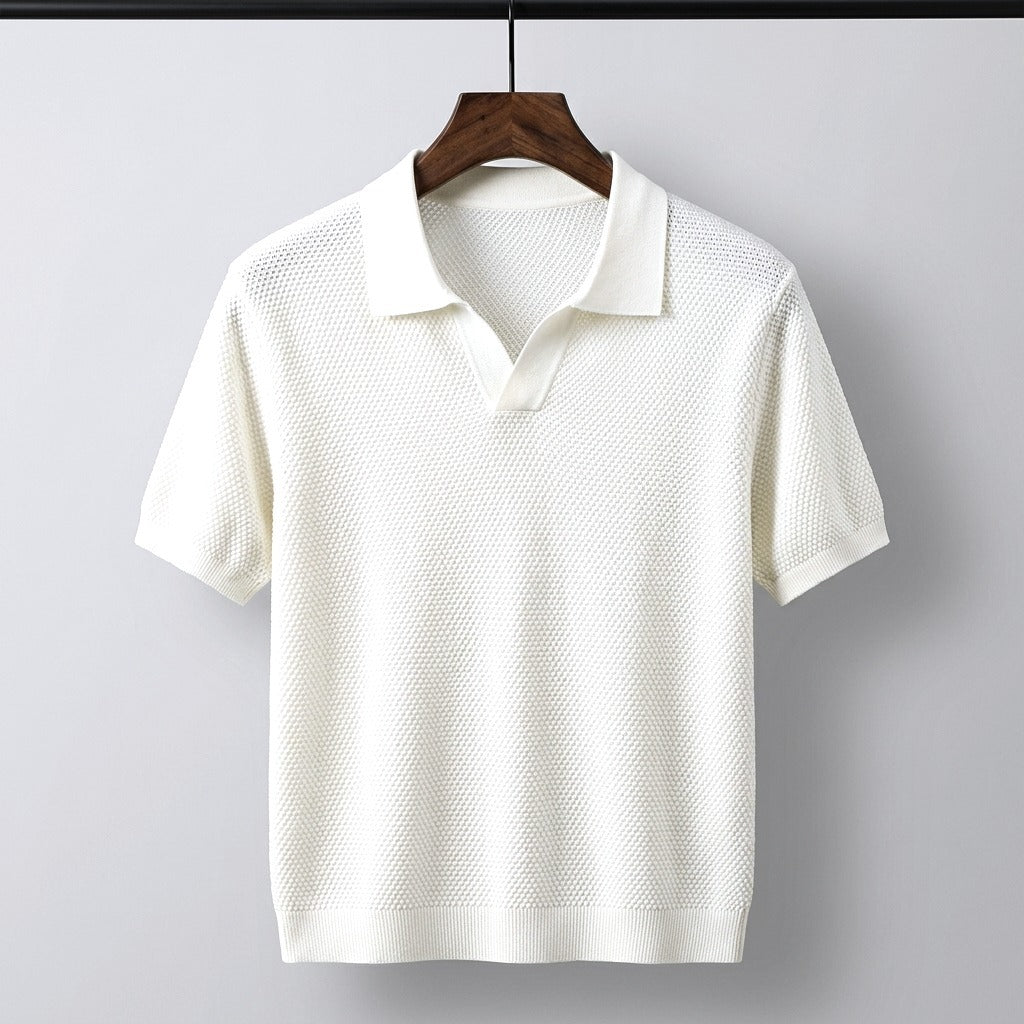 Valenzo Cotton Knit Polo - White