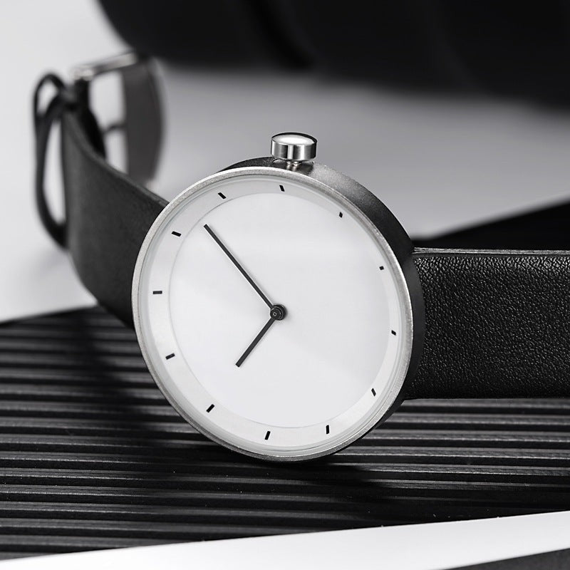 Valenzo Minimalist Watch - Silver / Jet Black