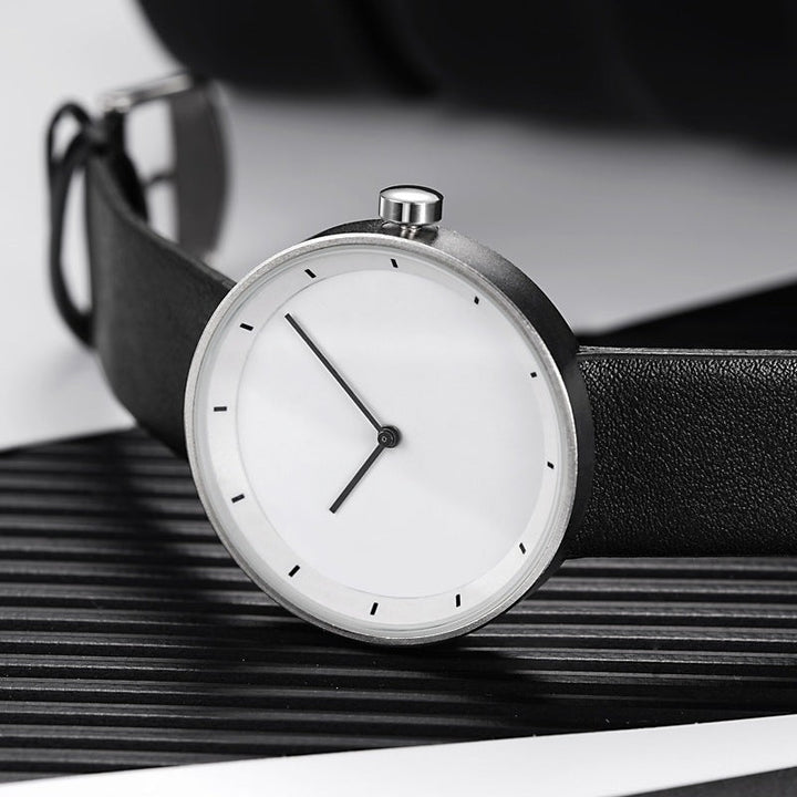 Valenzo Minimalist Watch - Silver / Jet Black