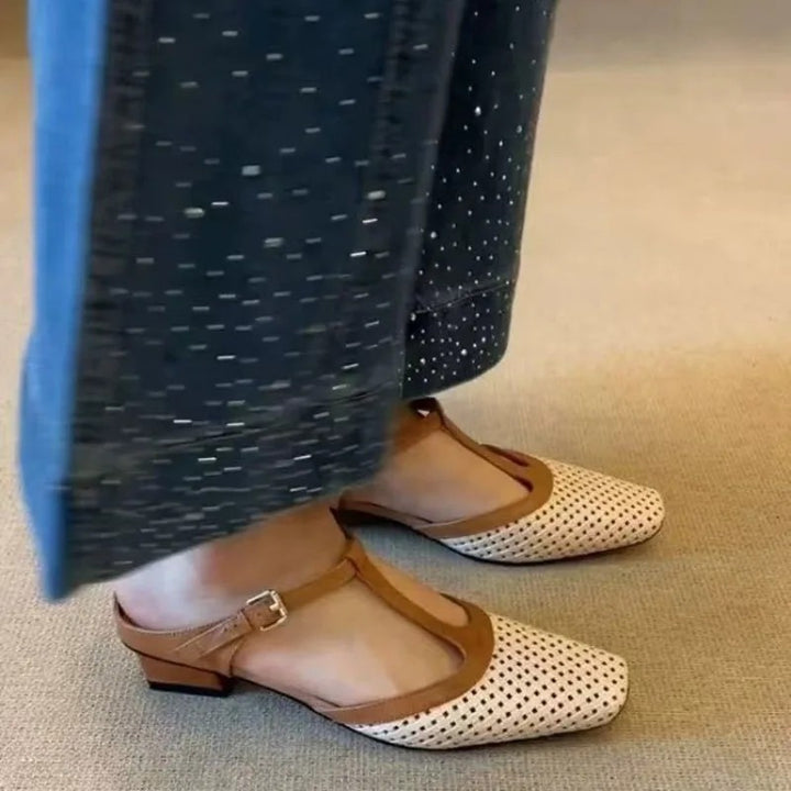 Valmont Woven Square-Toe Heels