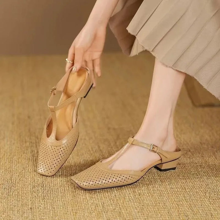 Valmont Woven Square-Toe Heels