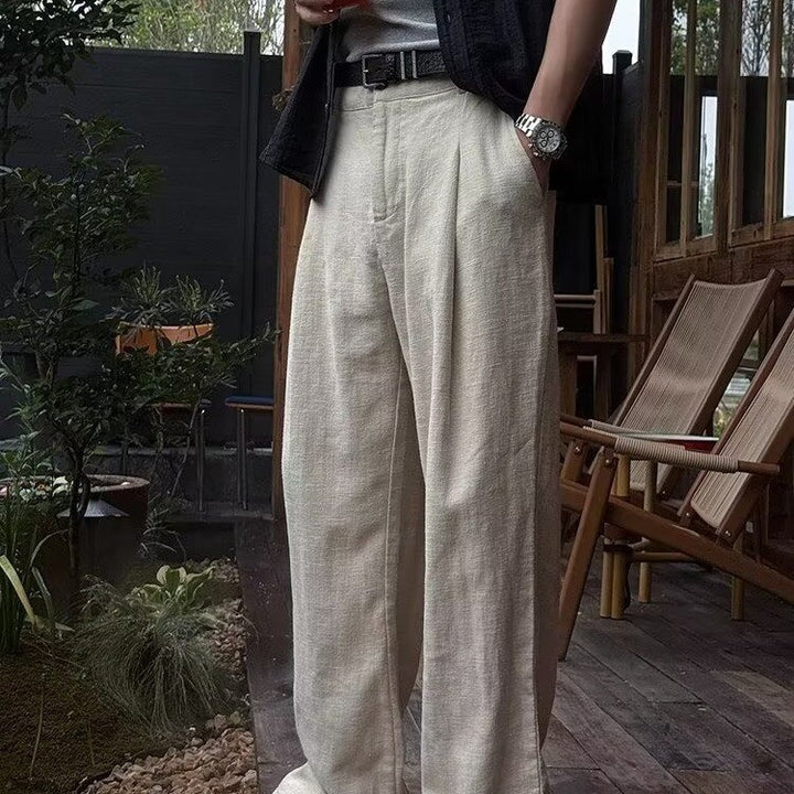 Varese Tencel Linen Wide Leg Pants - Almond