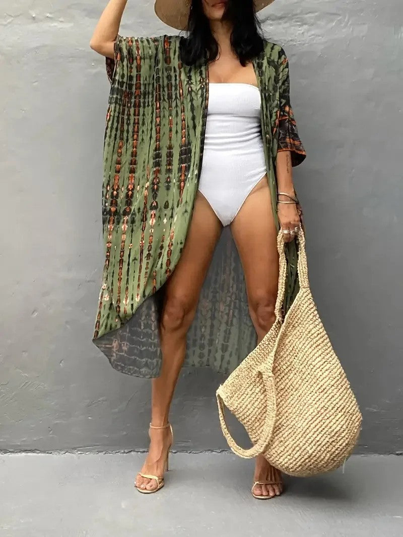 Varenna Tie-Dye Cover Up - Olive Stripe Tie Dye