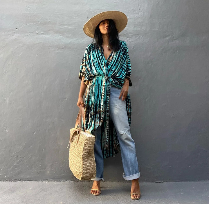 Varenna Tie-Dye Cover Up - Teal Ink Tie Dye