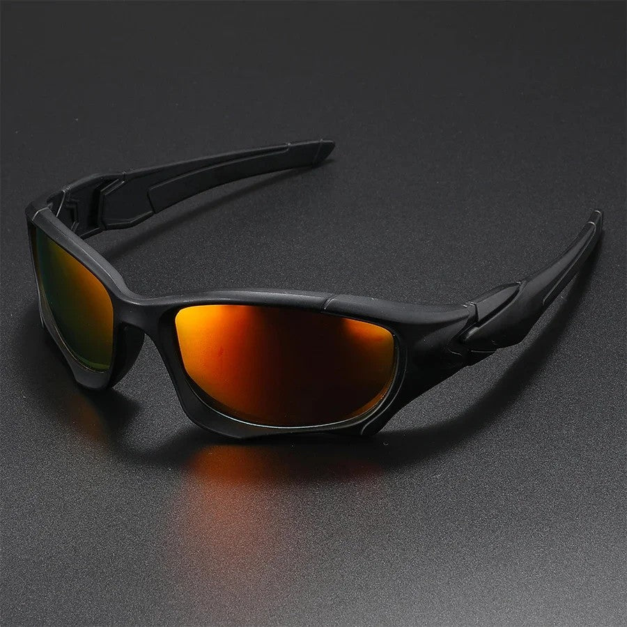 Velocity Polarized Sunglasses - Matte Black / Ember Mirror