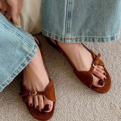 Veridia Flat Open-Toe Sandals - Espresso Brown