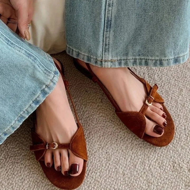 Veridia Flat Open-Toe Sandals - Espresso Brown