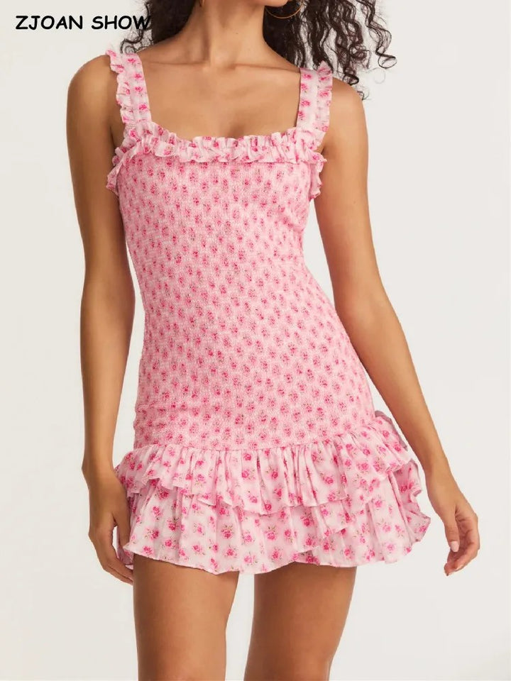 Veroia Floral Ruched Dress - Blush Pink