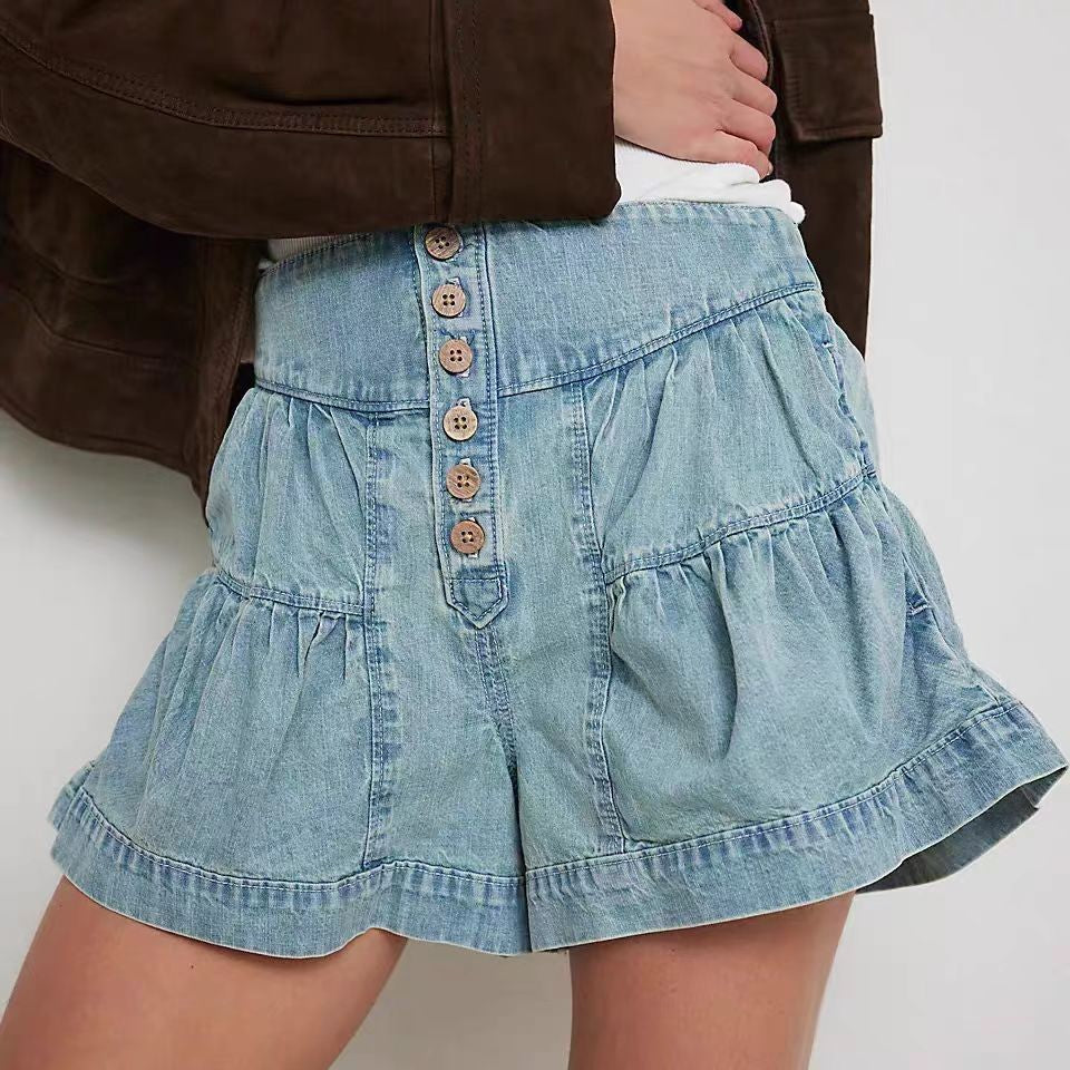 Verona Slim Denim Shorts - Sky Blue