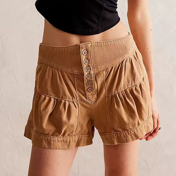 Verona Slim Denim Shorts - Taupe