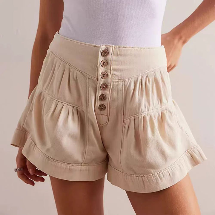 Verona Slim Denim Shorts - Stone