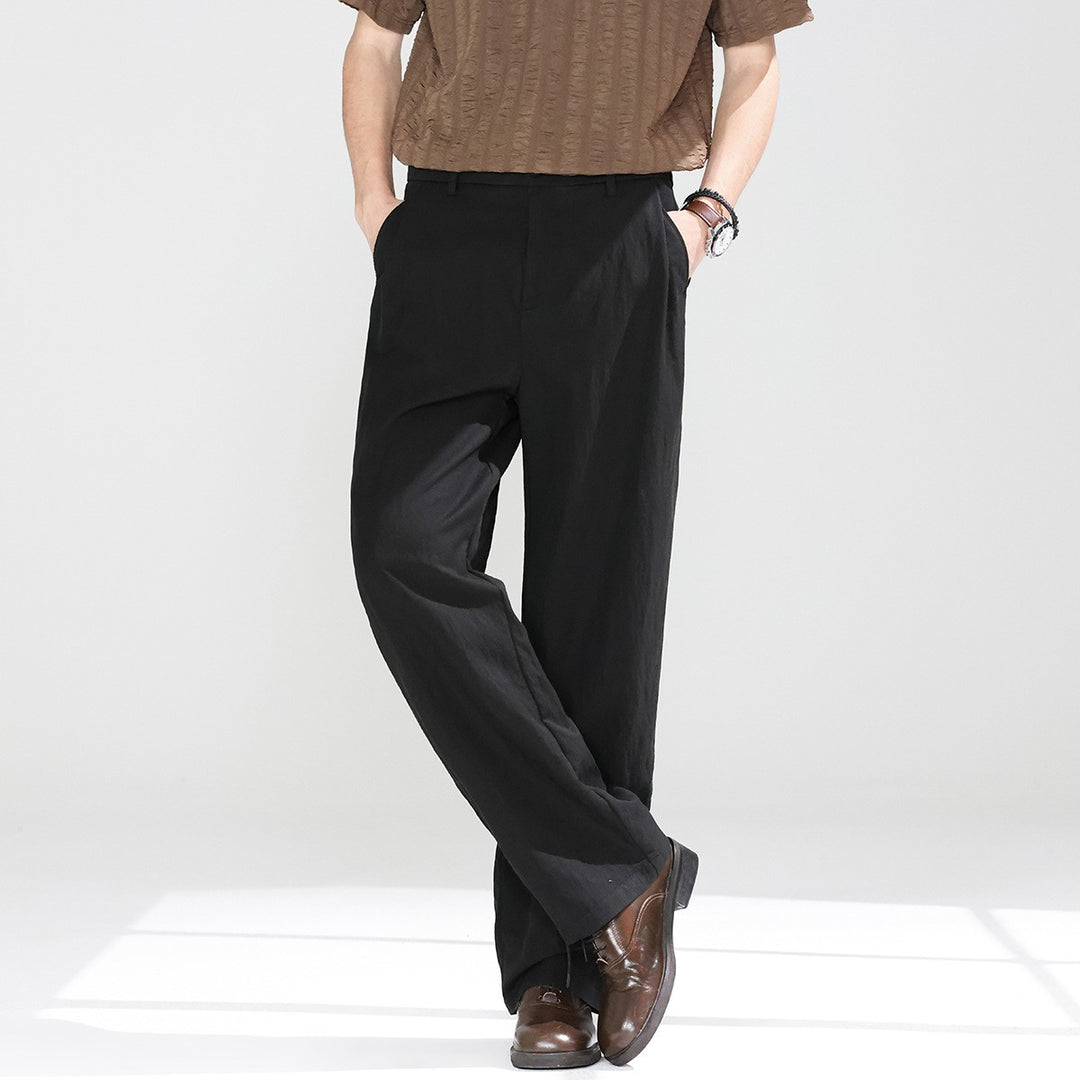 Verona Straight Linen Cotton Sweatpants - Black