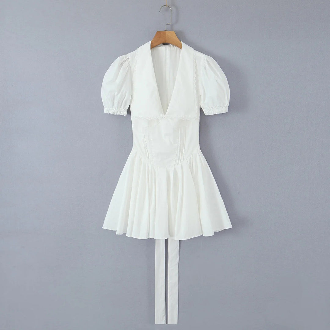 Verona Puff Mini Dress - White