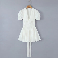 Verona Puff Mini Dress - White