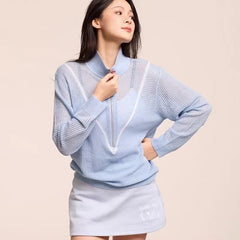 Vero Perforated Tennis Top - Azure