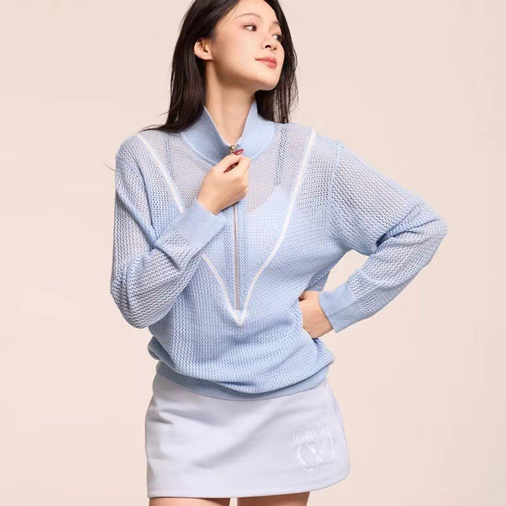Vero Perforated Tennis Top - Azure