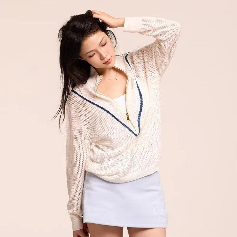 Vero Perforated Tennis Top - Ecru