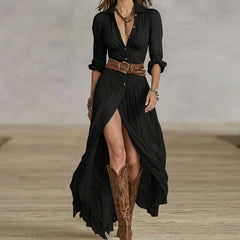 Évora Plunge Maxi Dress - Black