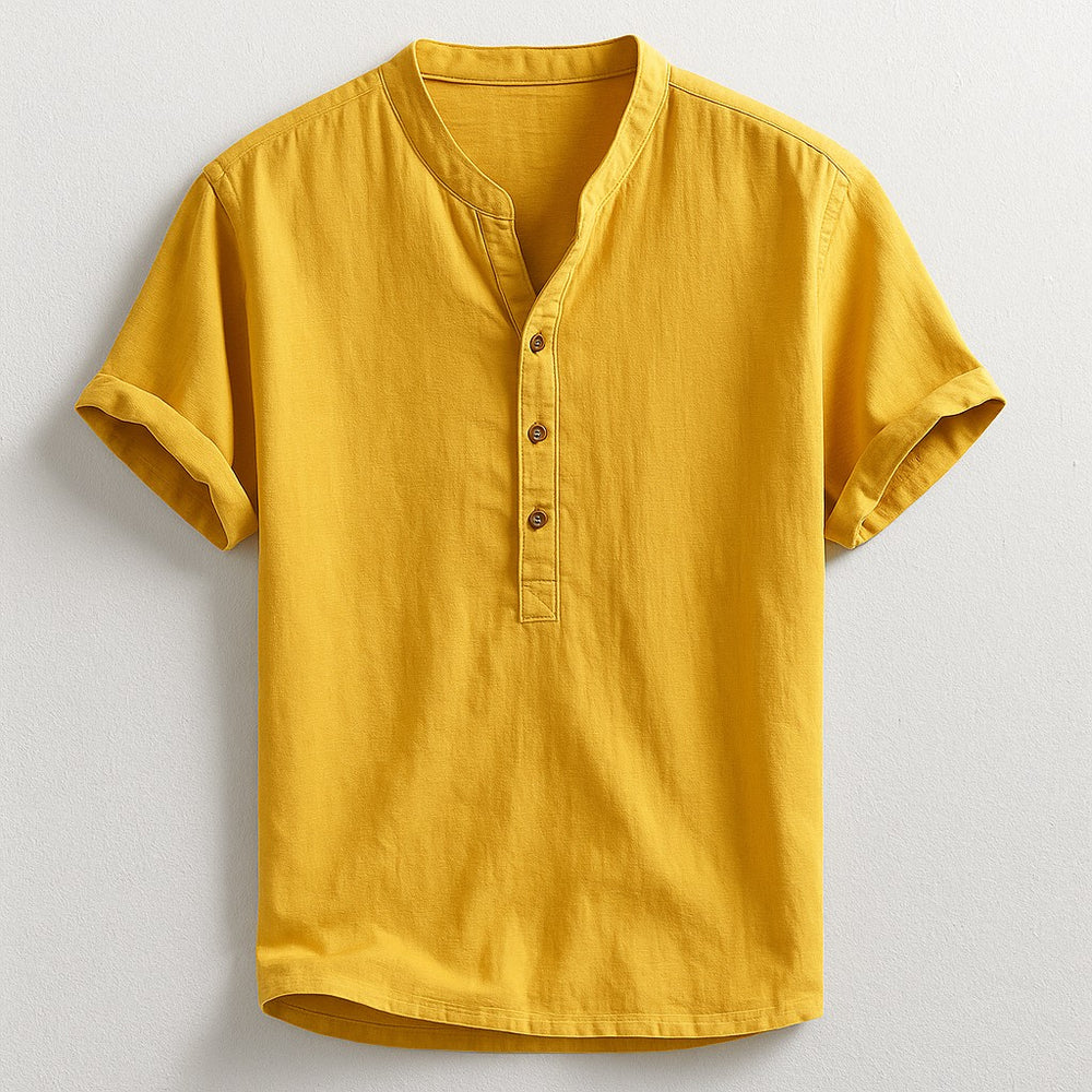 Zadar Linen Henley Shirt - Goldenrod