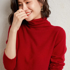 Zermatt Merino Wool Turtleneck Sweater - Crimson