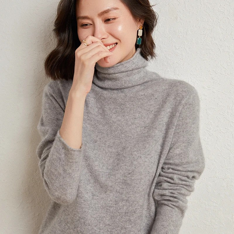 Zermatt Merino Wool Turtleneck Sweater - Heather Gray