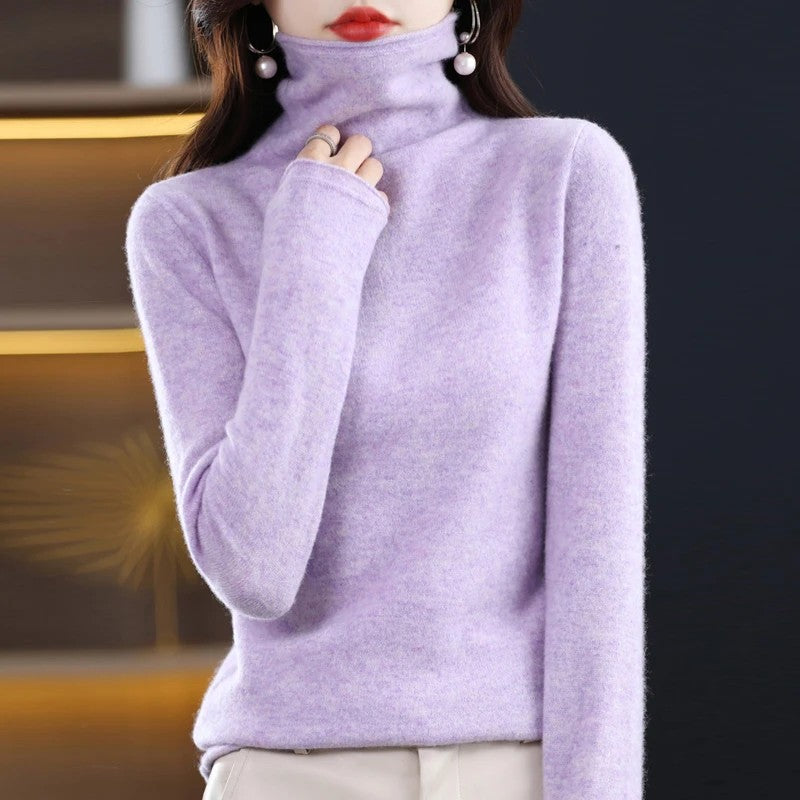 Zermatt Merino Wool Turtleneck Sweater - Heather Purple