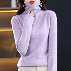 Zermatt Merino Wool Turtleneck Sweater - Heather Purple