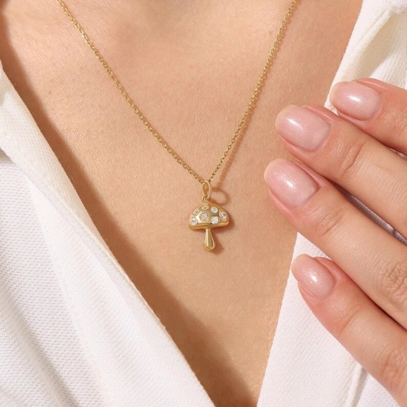 Zirconia Mushroom Necklace