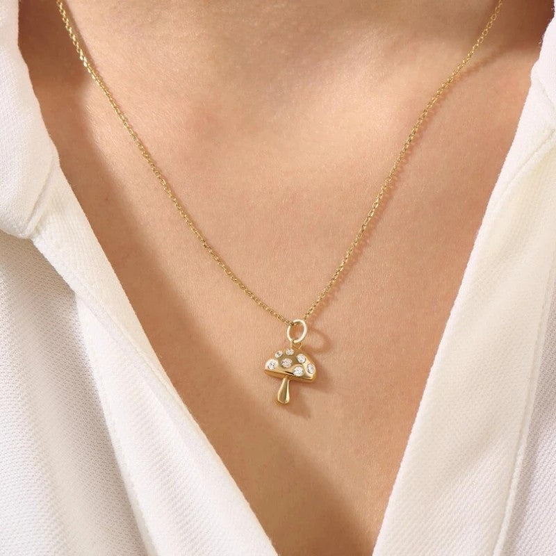 Zirconia Mushroom Necklace