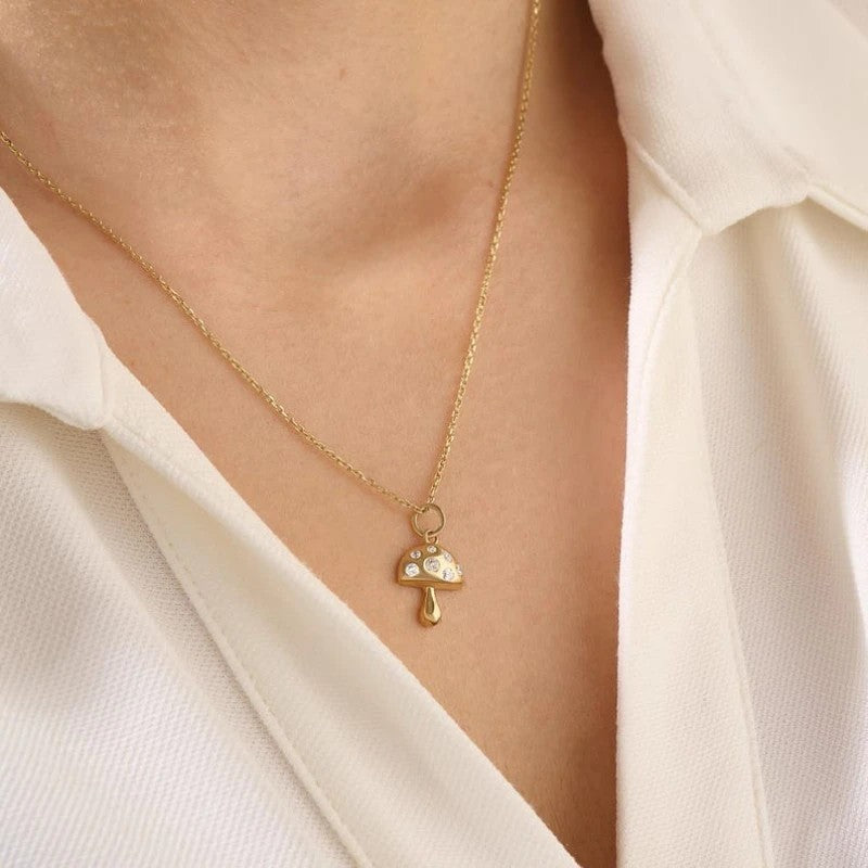 Zirconia Mushroom Necklace