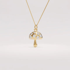 Zirconia Mushroom Necklace - Gold