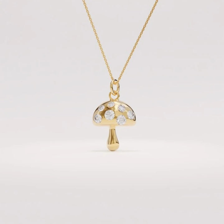 Zirconia Mushroom Necklace - Gold