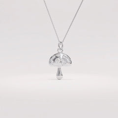 Zirconia Mushroom Necklace - Silver